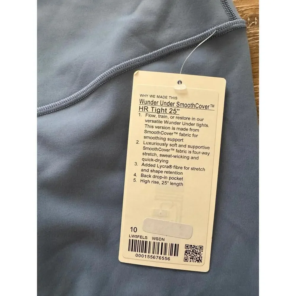 Lululemon Wunder Under SmoothCover High Rise 25” Washed Denim Size 10 NWT